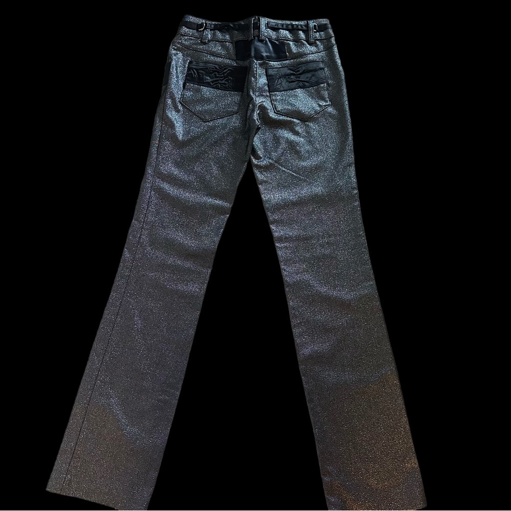 Y2K Metallic Silver Shimmer Pants – Low Rise Statement Trouser - Picture 7 of 15